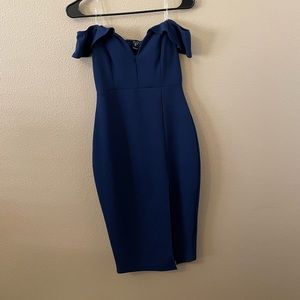 Windsor royal blue over the shoulder midi dress